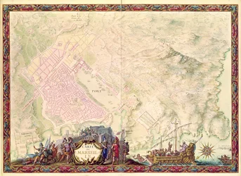 Ms. 988 Vol.3、fol.61 &39;Louis XIV Atlas&39;、map and plan of Marseille、1683-88